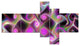 Pink Fractal Pattern with Swirls, Abstract Wall Art Canvas, 60"x32", 5 panels