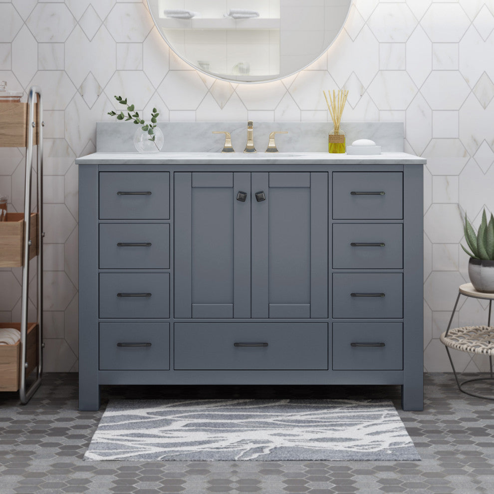 Lorent Contemporary Marble Countertop With Sink, 49 W X 22 D X 0.75 H