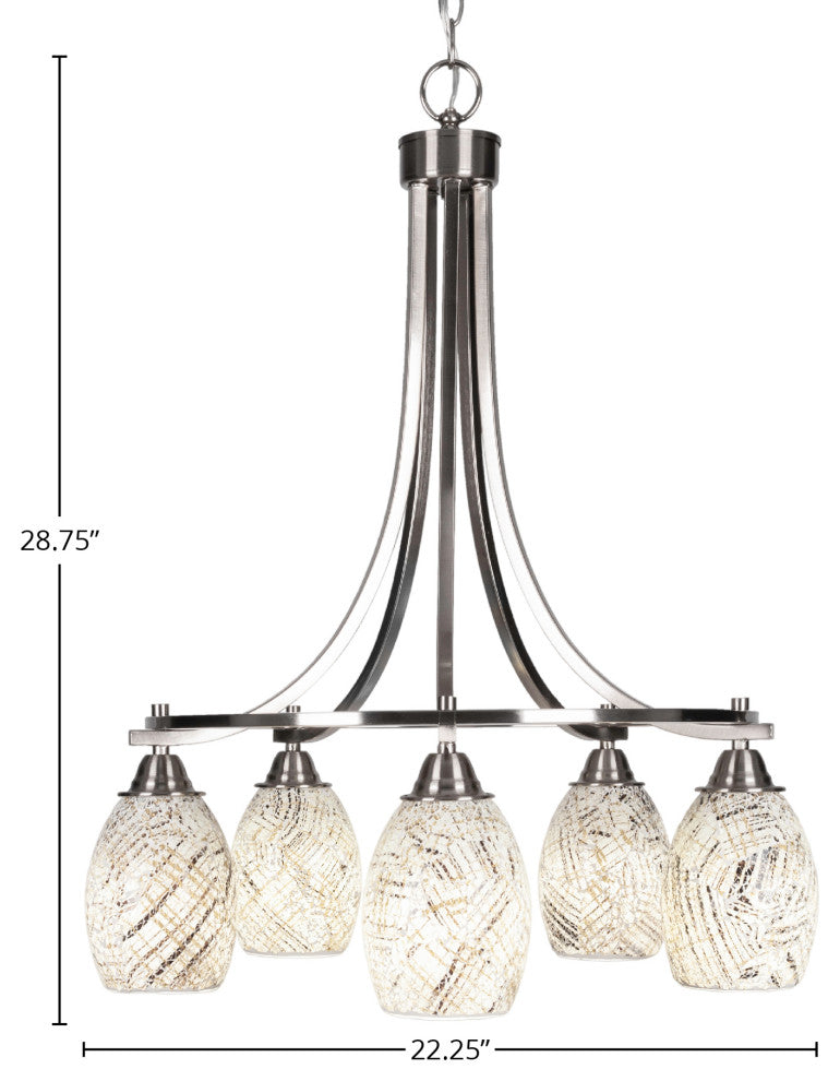 Paramount 5-Light Chandelier, Brushed Nickel, 5" Natural Fusion Glass