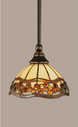 Stem 1-Light Pendant with Hang Straight Swivel, Black Copper/Roman Jewel Art