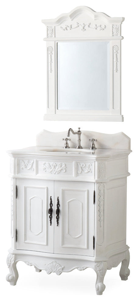 32 Inch Classic Style Antique White Fiesta Bathroom Sink Vanity