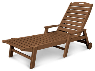 Polywood Nautical Chaise With Wheels, Teak