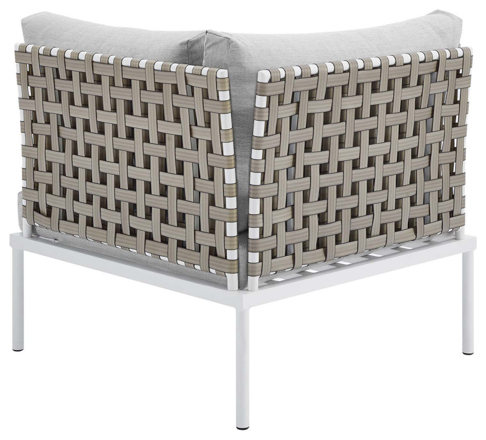 Lounge Sectional Sofa Chair Table Set, Sunbrella, Aluminum, Gray, Outdoor