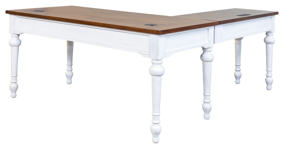 Rustic Wood Writing Desk and Return
