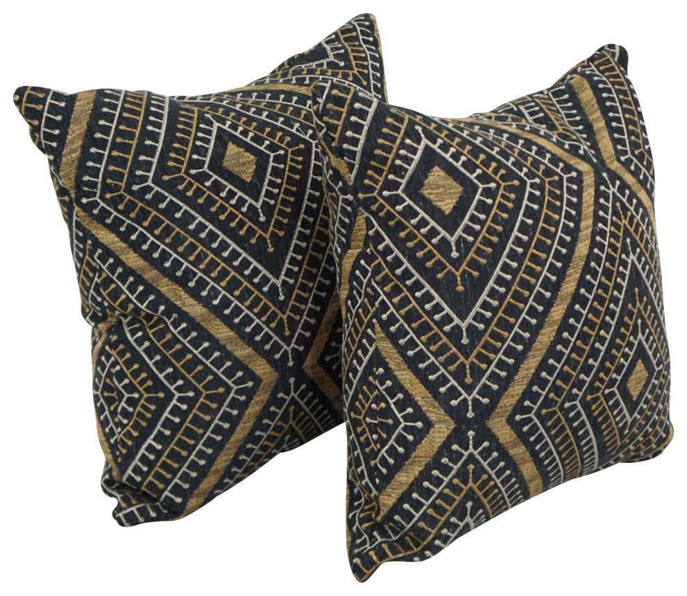 17" Jacquard Throw Pillows With Inserts, Set of 2, Tupelo Earth