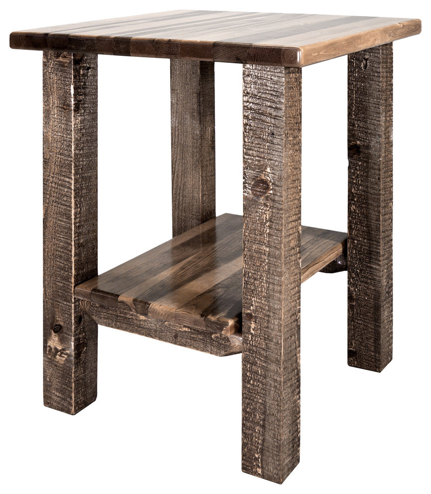Homestead Collection Nightstand With Shelf, Stain and Clear Lacquer Finish