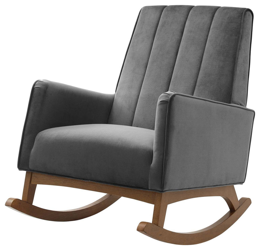 Accent Rocking Chair Armchair, Velvet, Gray, Modern, Lounge Hospitality
