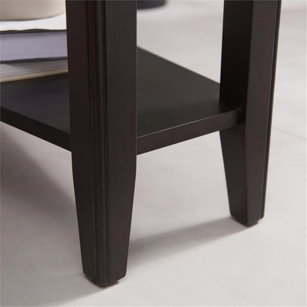 Leick Home 10502-BK Laurent Recliner Wood Wedge Table with Shelf in Black
