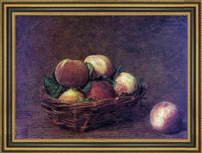 Henri FantinLatour Still Life with Peaches Framed Premium Canvas Print, 16"x24"