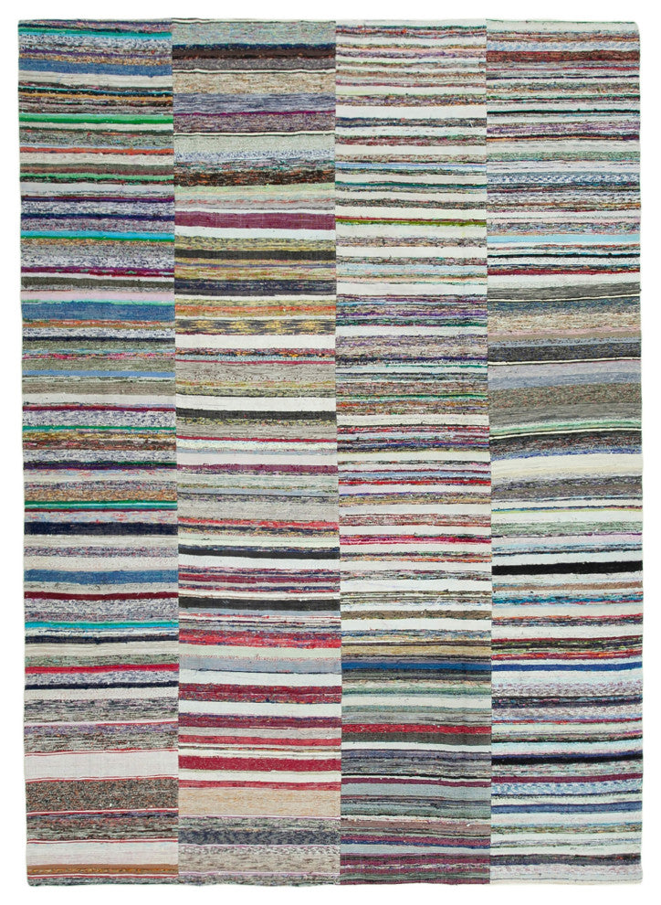Rug N Carpet - Handmade Oriental 8' 7'' x 12' 2'' Unique Patchwork Kilim Rug