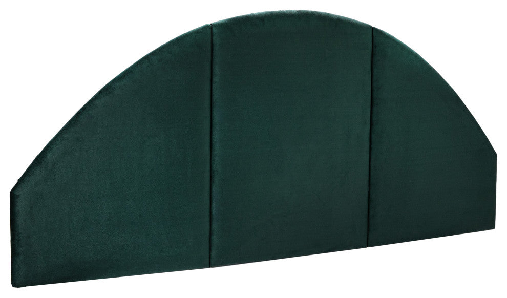 Upholstered Velvet Sound Reducing Panel Arched Headboard, Emerald Green, King