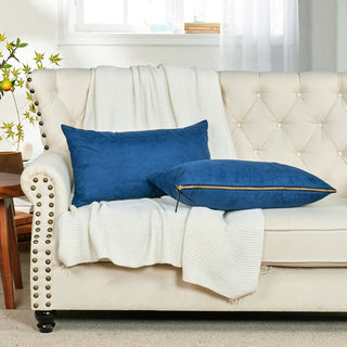 Suede Pillow Shell with Big Zipper, Blue Wing Tea, 14x26"