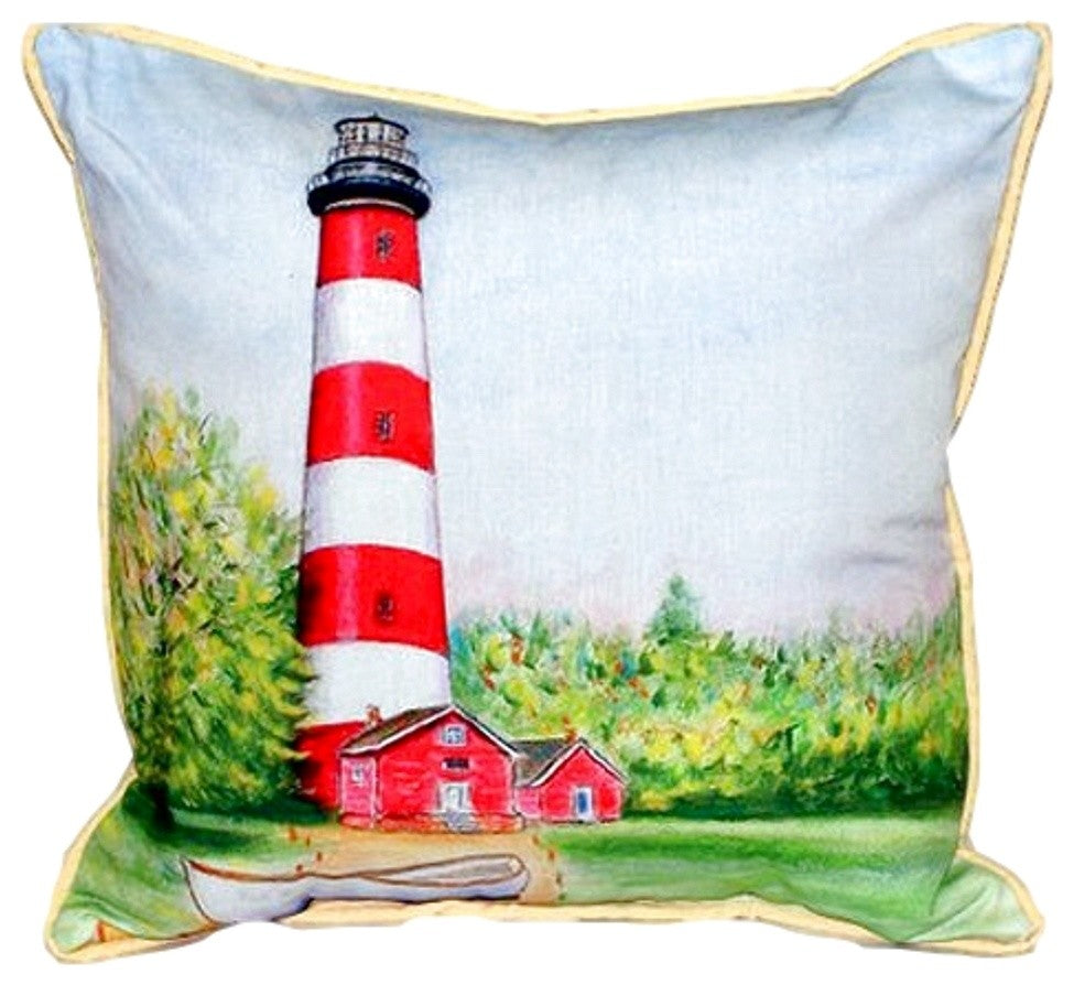 Betsy Drake Chincoteague Lighthouse VA Small Indoor/Outdoor Pillow 12x12