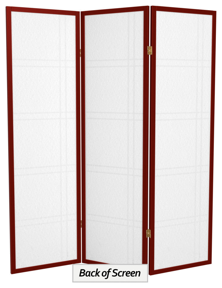 5' Tall Double Cross Shoji Screen, Rosewood, 3 Panels