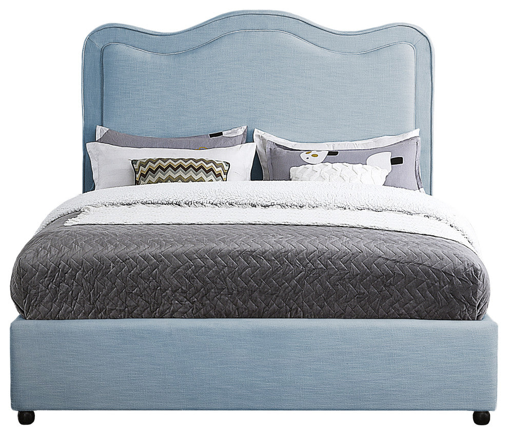 Felix Linen Upholstered Bed, Sky Blue, King