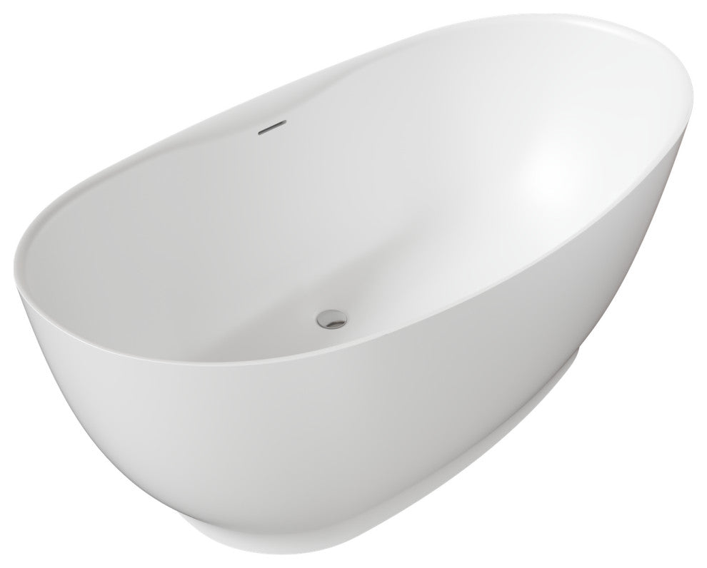 Perlato Vittoria Eco-Lapistone Freestanding Tub, White Satin, 59"