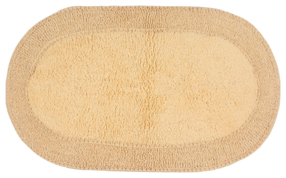 Double Ruffle Collection Bath Rugs Set, 21x34 Rectangle, Yellow