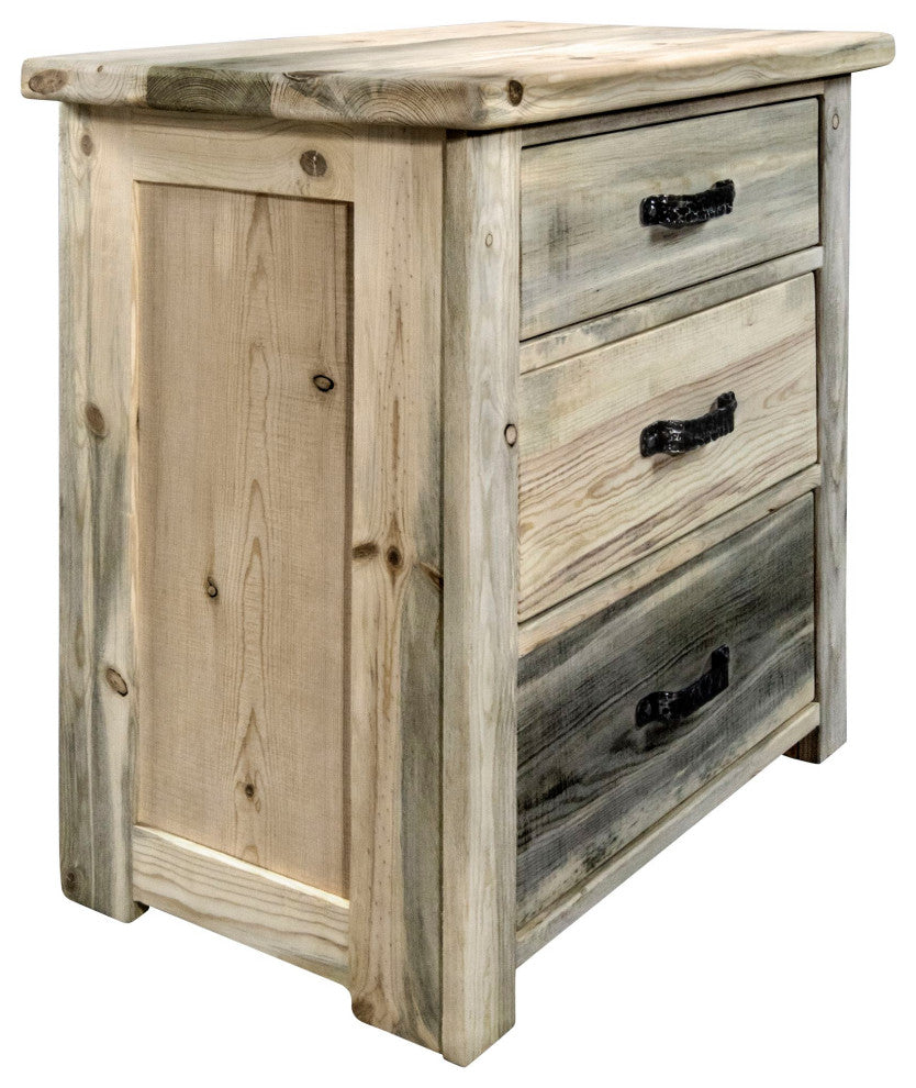 Big Sky Collection Rugged Sawn 3 Drawer Chest of Drawers, Natural