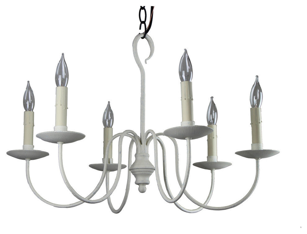 6 Arm "WILCOX" FARMHOUSE CHANDELIER, Handcrafted Colonial Metal USA