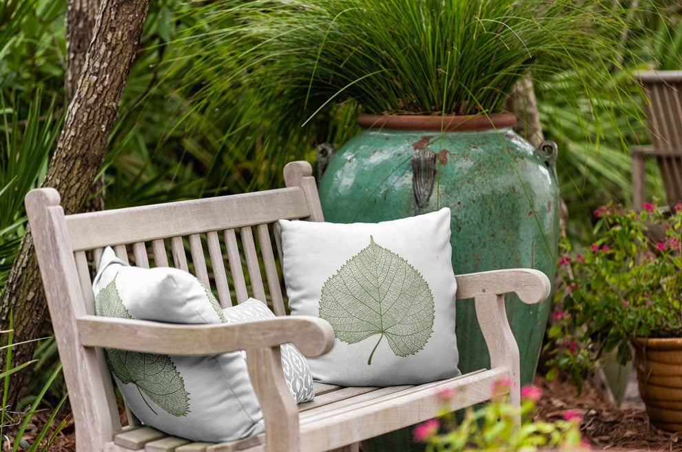 Leaf Study Indoor/Outdoor Throw Pillow, Scallion, 20"x20"