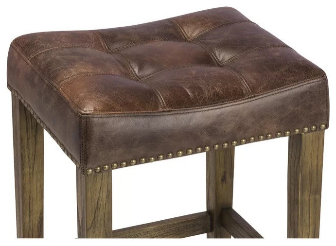 Backless Leather Stool