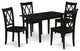 5Pc Wood Dining Table Set 2 Dining Chairs, Butterfly Leaf Dining Table, Black
