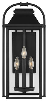 Wellsworth 3-Light Outdoor Exterior Lantern Sconce Light, Textured Black
