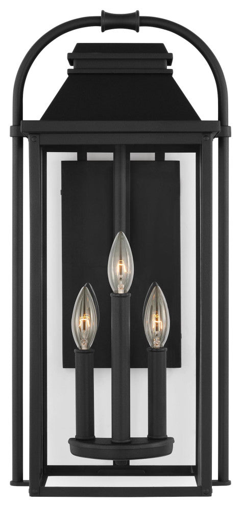 Wellsworth 3-Light Outdoor Exterior Lantern Sconce Light, Textured Black