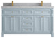 Paris 60" Double Sink Bathroom Vanity, Blue Heather 2" Pearl Gray
