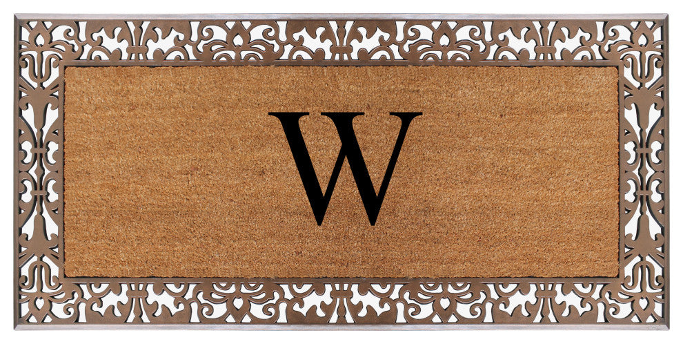 A1HC Rubber & Coir Paisley Large Outdoor Durable Monogrammed Doormat, 30" X 60",