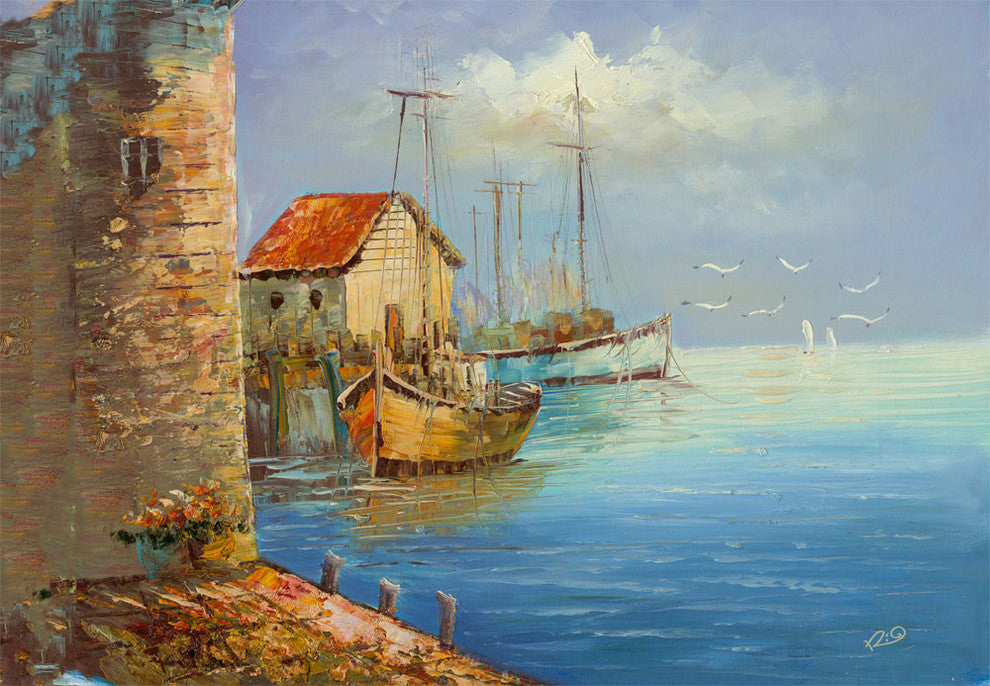 'Fishing Wharf' Canvas Art by Rio