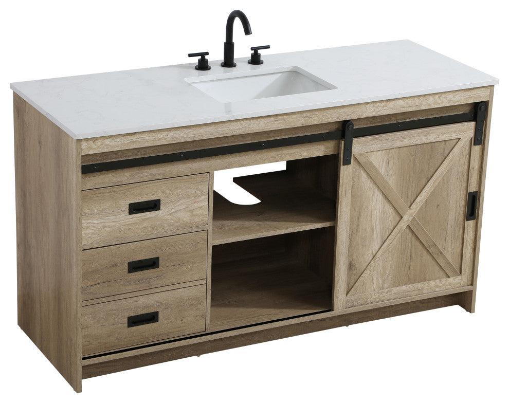 Home Living 60" Single Bathroom Vanity, Natural Oak