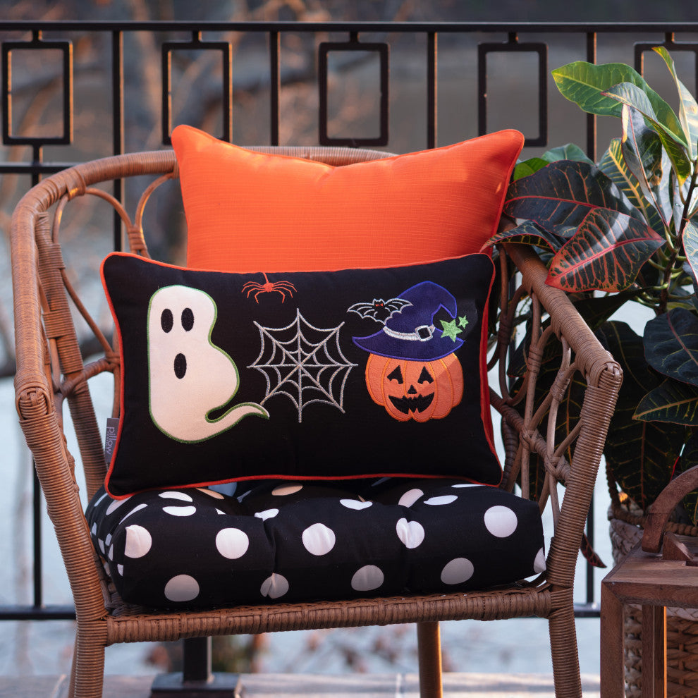 Indoor Boo Friends Black Rectangular Throw Pillow Cover