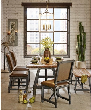 INK+IVY Lancaster Industrial Dining Table, Amber, Dining Chair