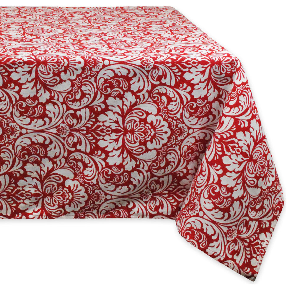 Tango Red Damask Tablecloth, 60"x84"