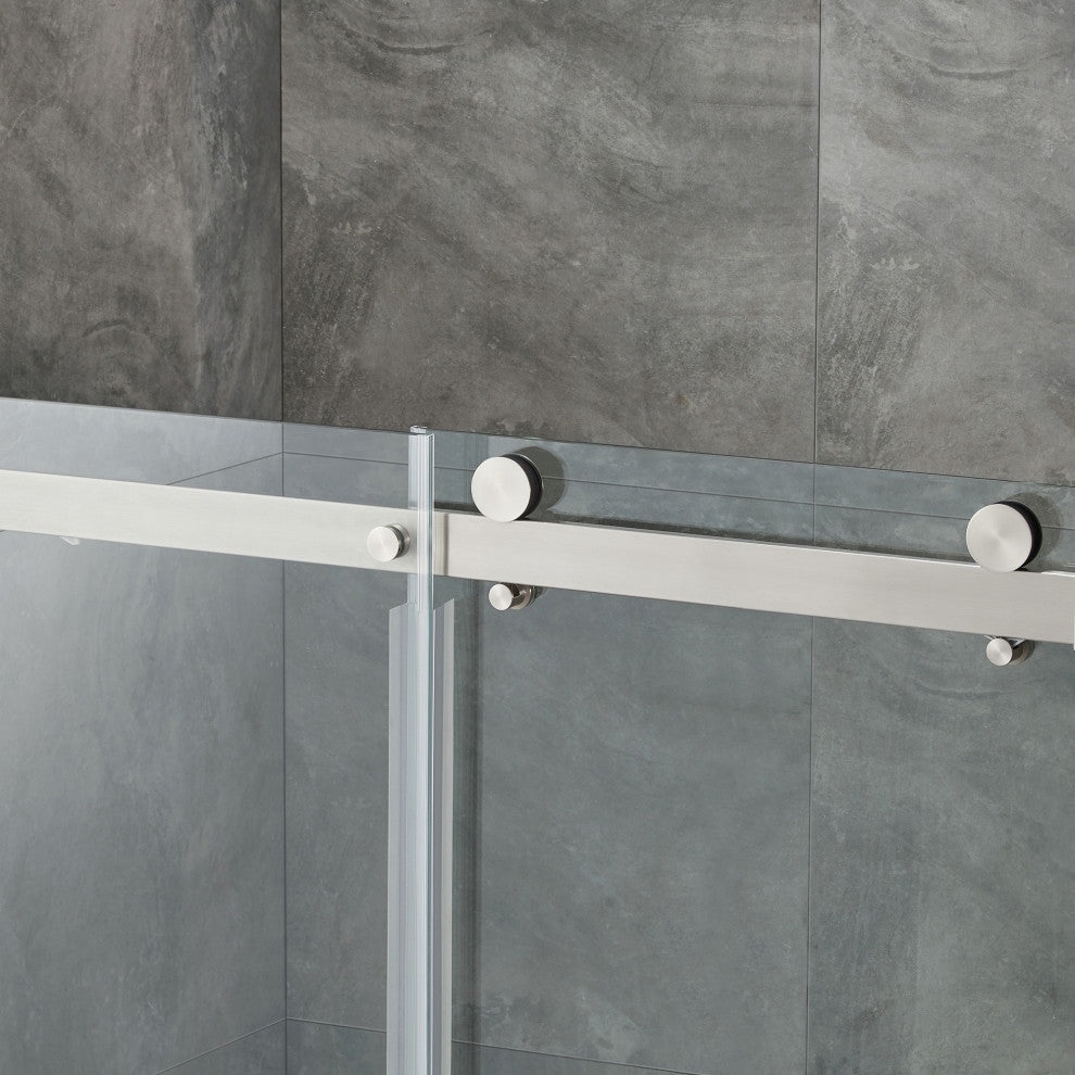 Bel Soft-Close Frameless Sliding Soft Close Shower Door, Satin Nickel, 48"