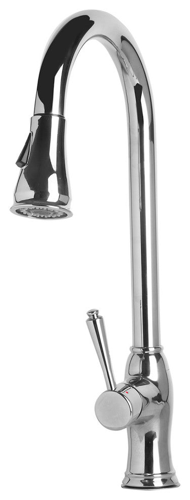 ALFI AB2043-PSS Traditional Solid Polished Stainless Steel Pull Down Faucet
