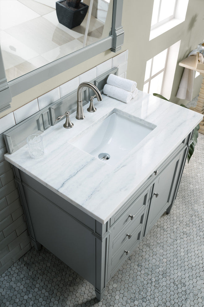 James Martin 650-V36-UGR-3AF Brittany 36 Inch Vanity with Solid Surface Top