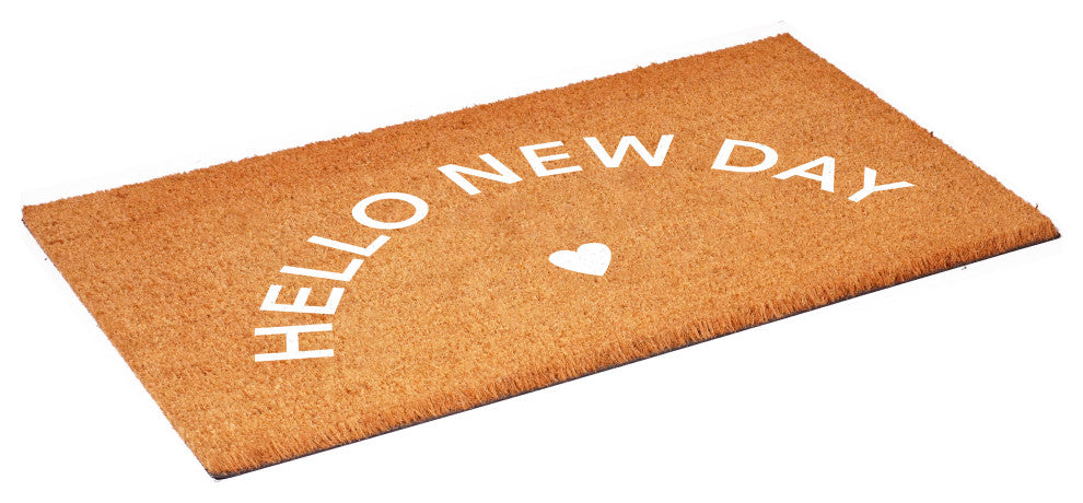 Calloway Mills Hello New Day Doormat, White, 24" X 36"