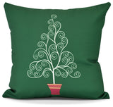Filigree Tree,Geometric Print Pillow,Green, 18" x 18"