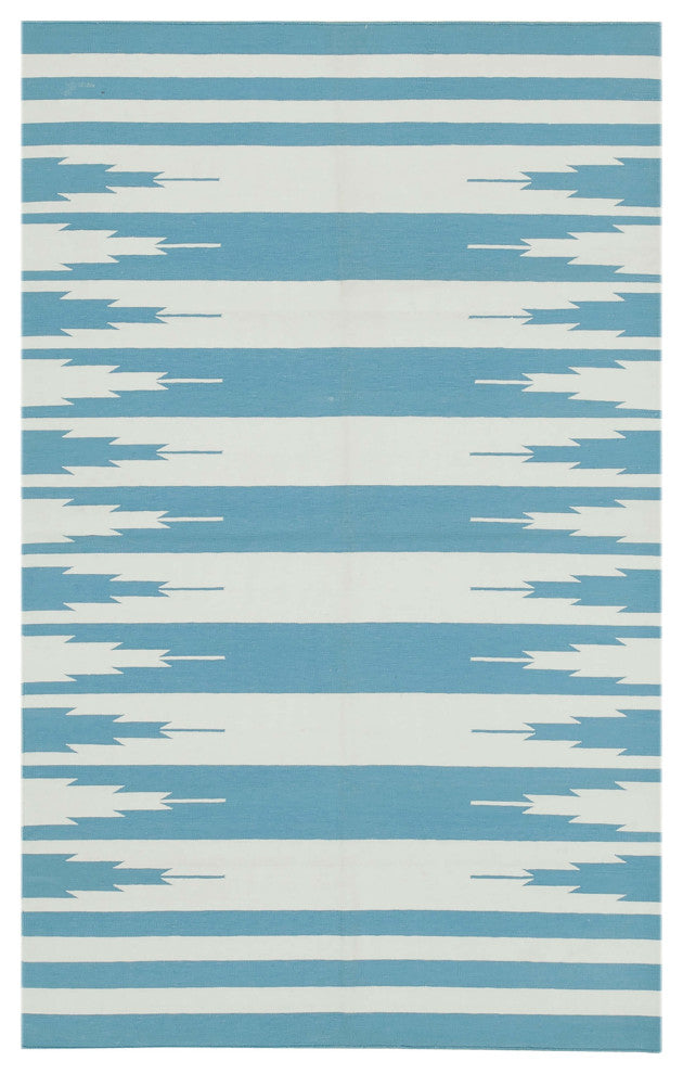 Rug N Carpet - Handmade Wool 3' 5'' x 5' 5'' Geometric Dhurrie Kilim Rug
