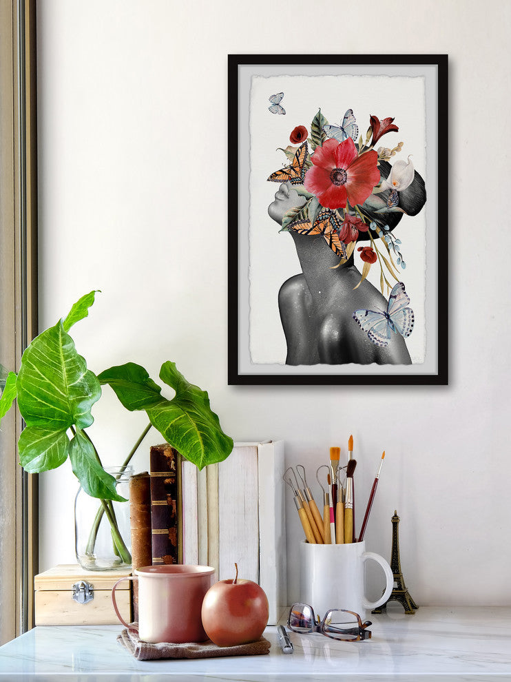 "Butterfly Bloom Sight" Framed Painting Print, 30"x45"