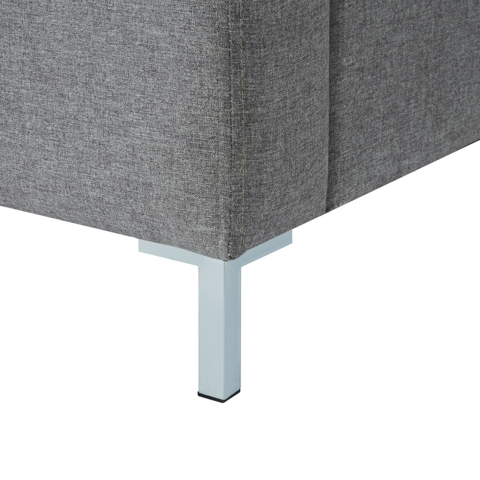 Aberdeen Upholstered  Platform Bed, Gray Linen, King