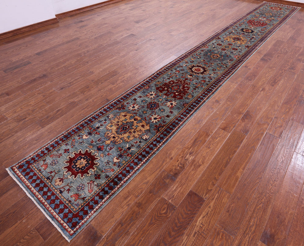 2' 7" X 19' 7" Runner Persian Fine Serapi Hand Knotted Rug - Q12687