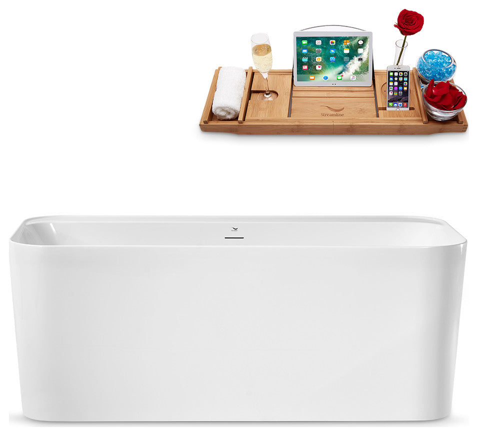 59" Streamline Freestanding Tub and Tray With Internal Drain