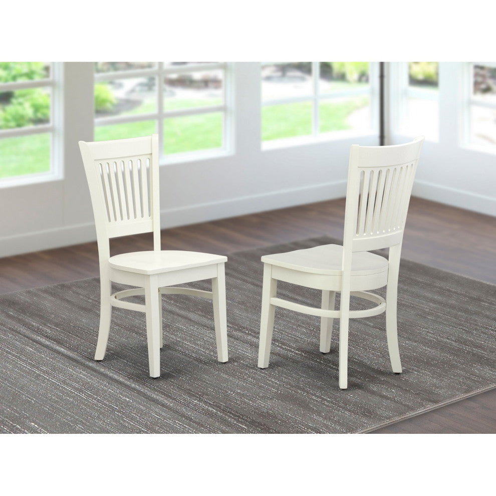 Wooden Dining Chairs 2-Piece Set -Wooden Seat And Slatted Back, White- Set of 2