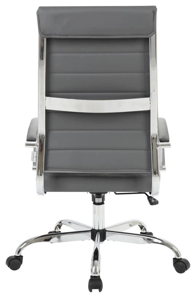LeisureMod Benmar Leather Office Chair Gray