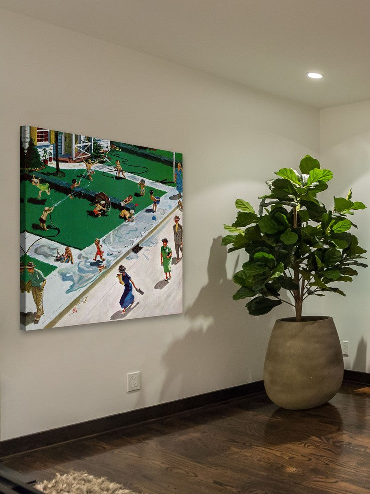 "Water Fight" Painting Print on Canvas by Thornton Utz