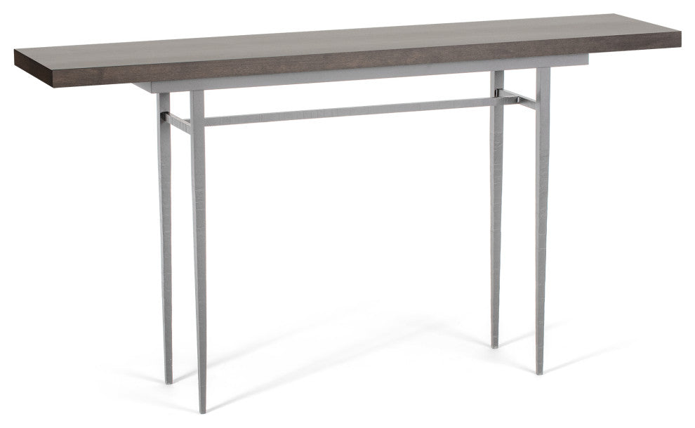 Wick 60" Console Table, Vintage Platinum Finish, Maple Espresso Accents