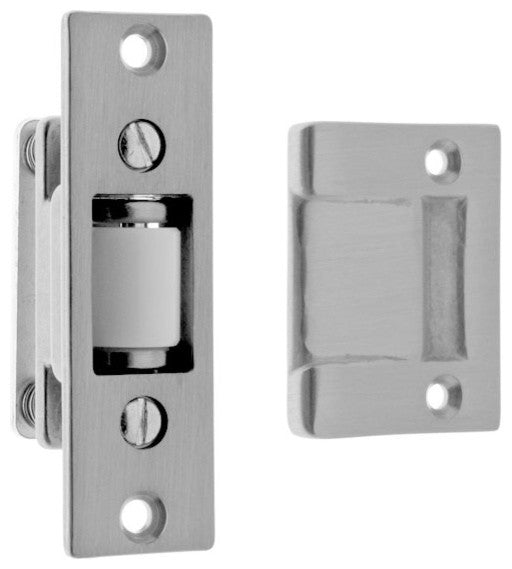 Solid Brass Heavy Duty Silent Roller Latch With Square Strike, Satin Chrome